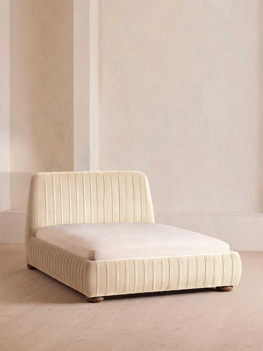 Vivienne Bed, Double, Velvet, Porcelain