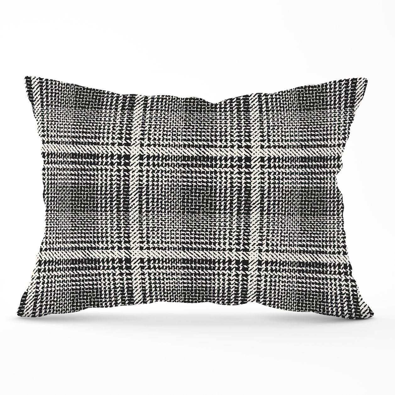 Warren Reed - Designer Monochrome Textured Checked Pattern Cushions in Grey