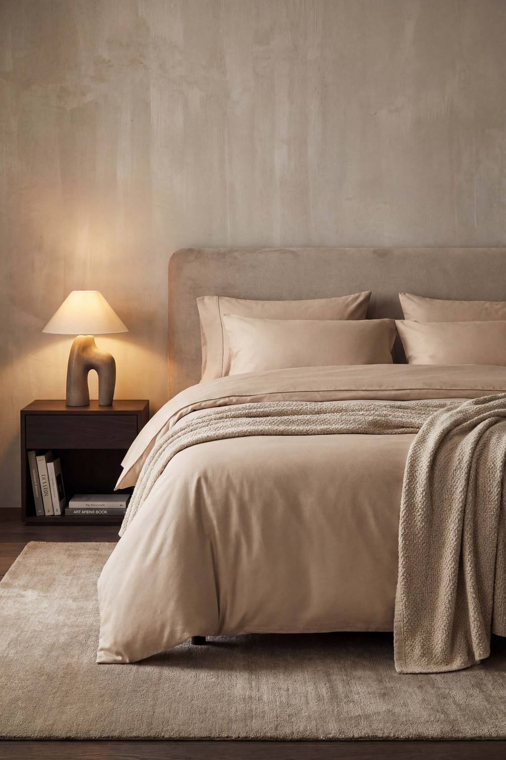 Bedable 100% Cotton Duvet Cover Set Sateen 460 Thread Count - King Size Pillowcase 50x90cm - Soft Bedding in Beige