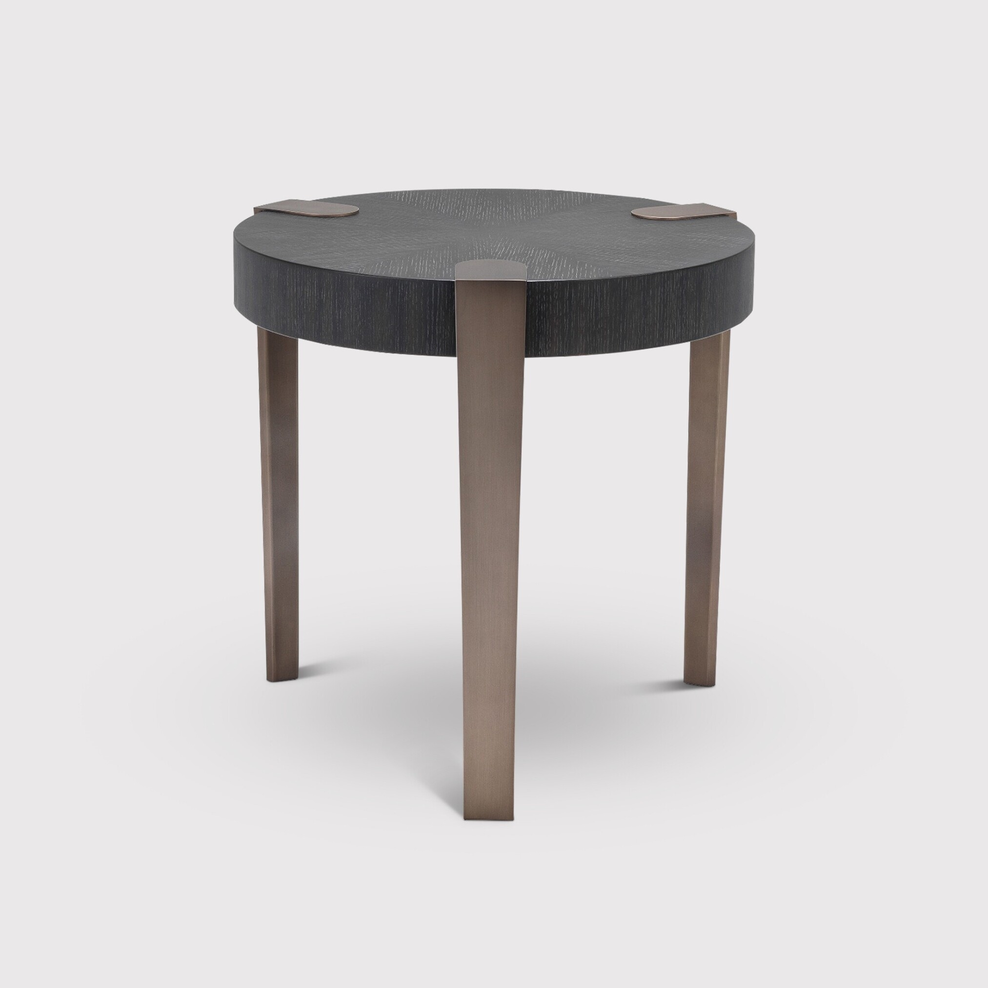 Eichholtz Oxnard Side Table Charcoal Grey Oak Veneer, Round, Black Wood | Barker & Stonehouse