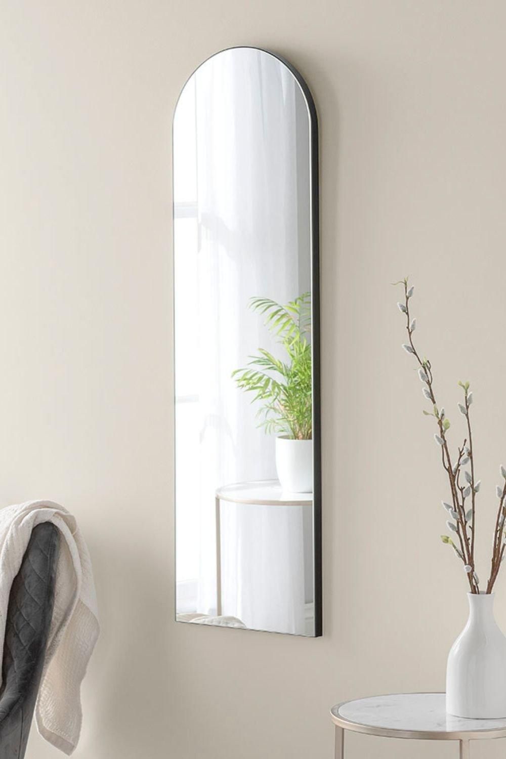 Yearn Mirrors Minimal Arch Black Narrow Wall Mirror 100x30cm