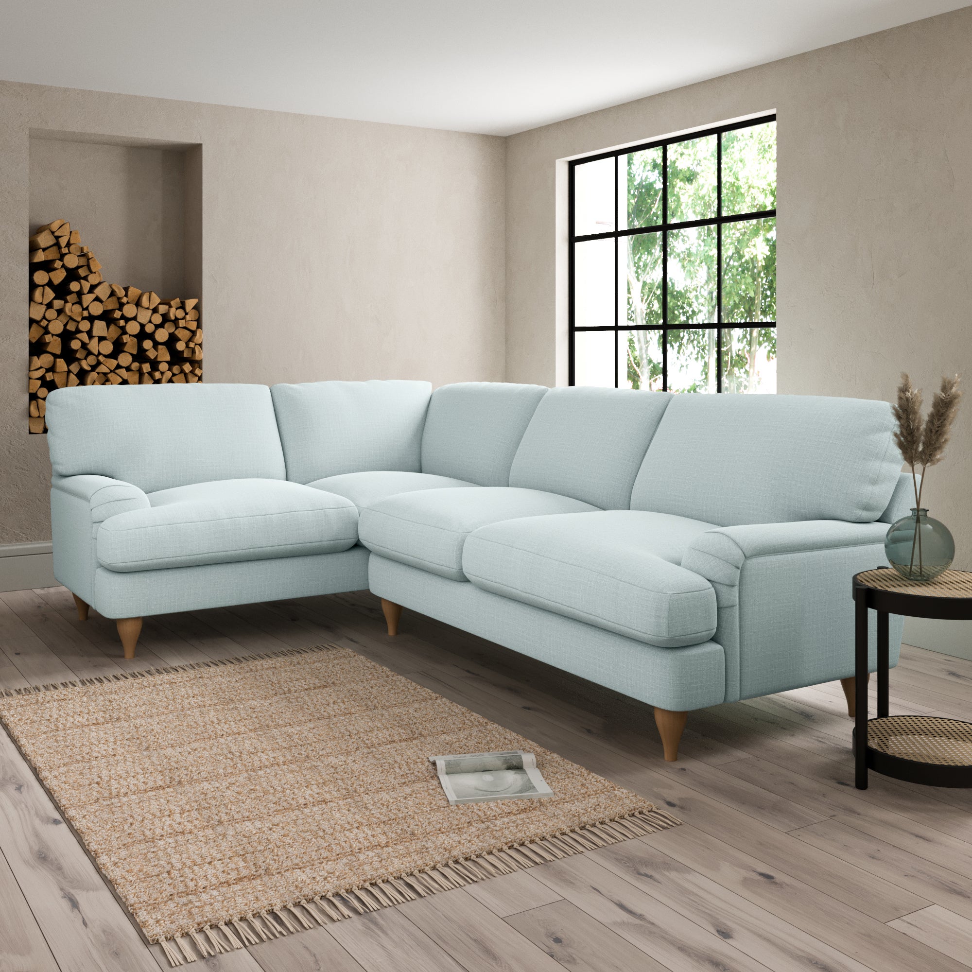 Darwin Slub Cotton Blend Left Hand Corner Sofa Slub Cotton Light Mineral