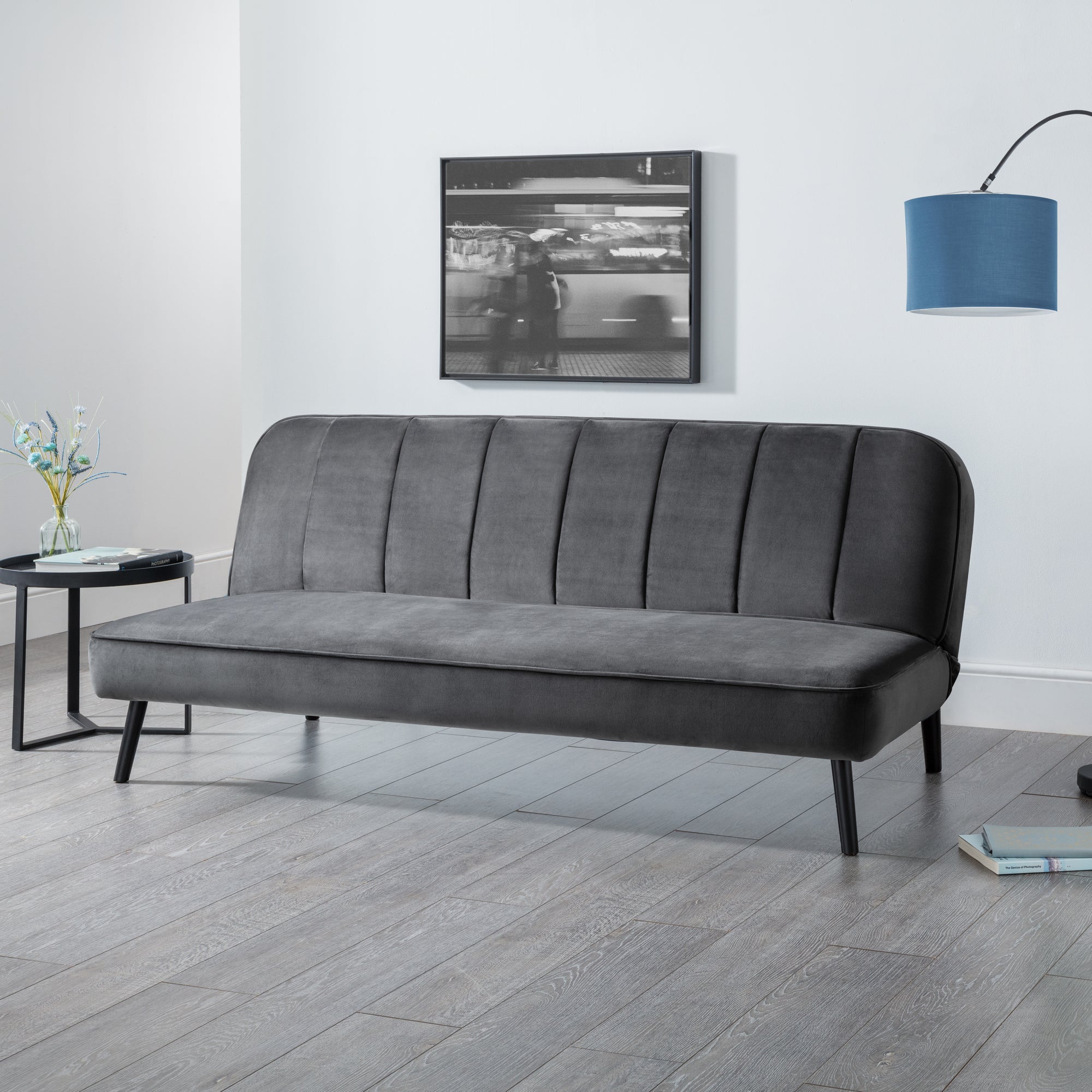 Miro Velvet Clic Clac Sofa Bed Grey