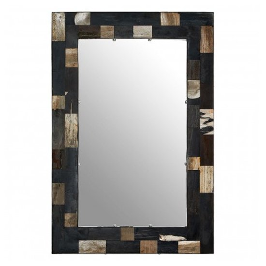 Relics Tile Mosaic Effect Wall Mirror In Dark Color Frame