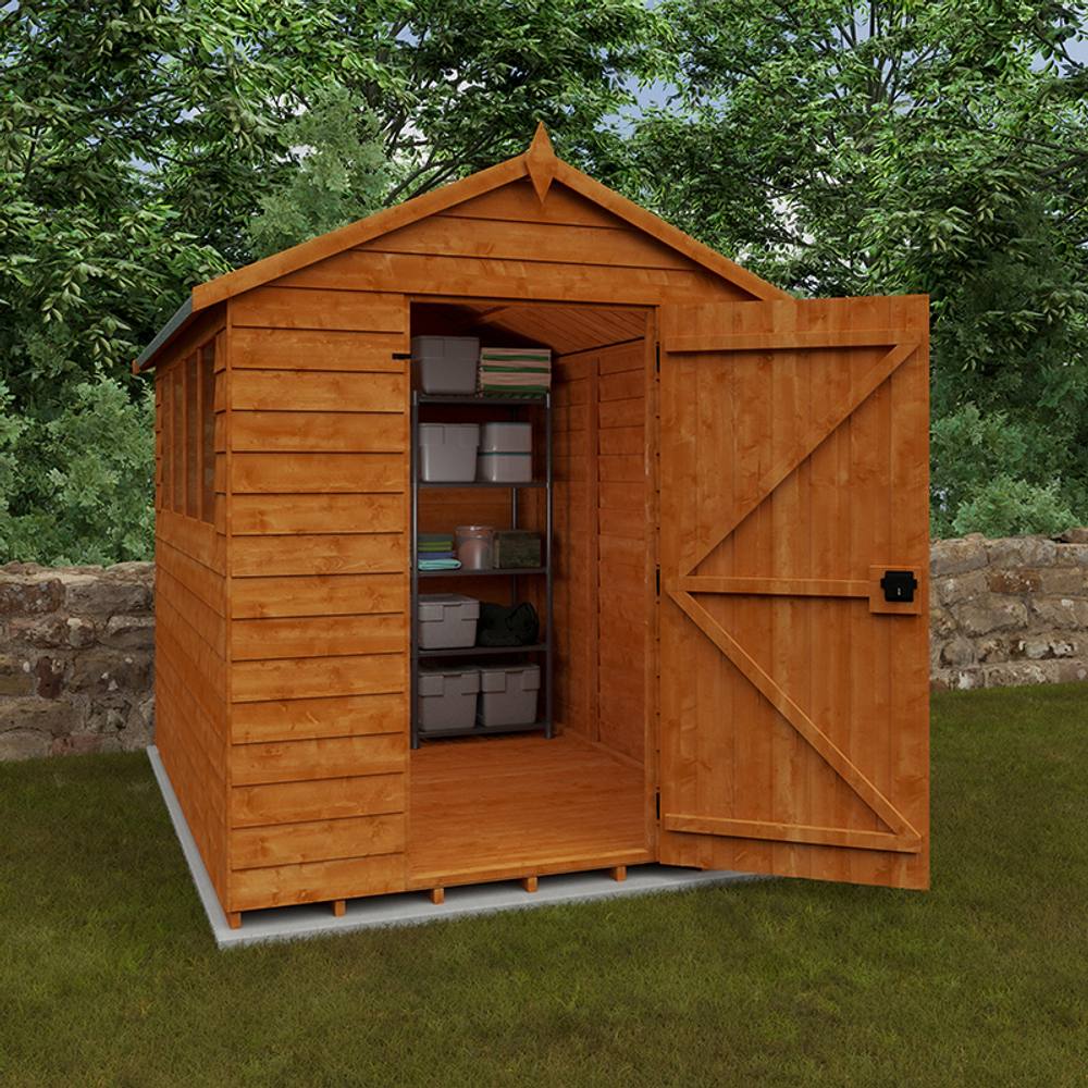 Buttercup Farm 8 x 6 Feet Budget Apex 9mm Shed - Solid Wood/Softwood/Pine in Burnt Orange 3