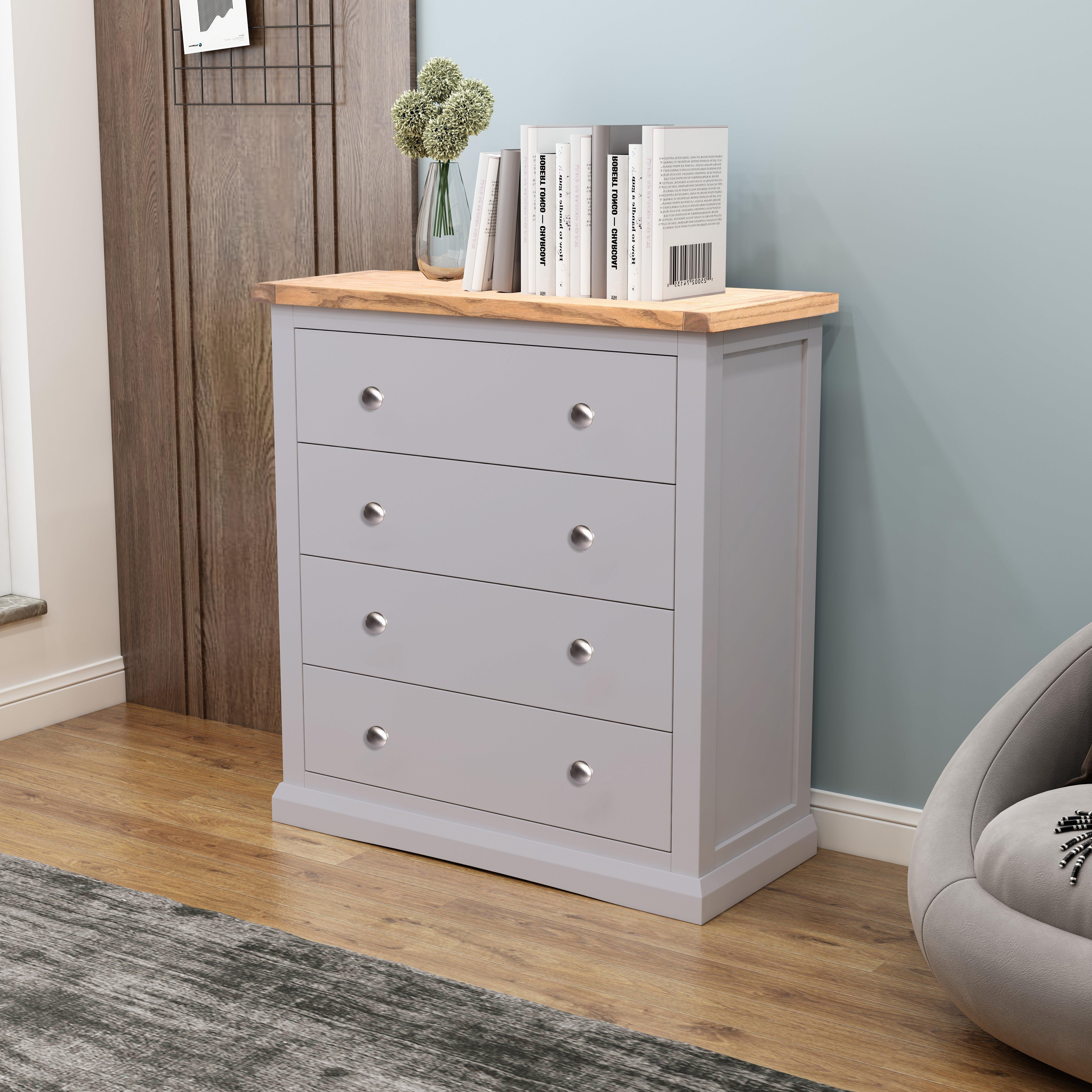 Cabinet Bits Rocca 4 Drawer Chest of Drawers Chrome Knob in Grey