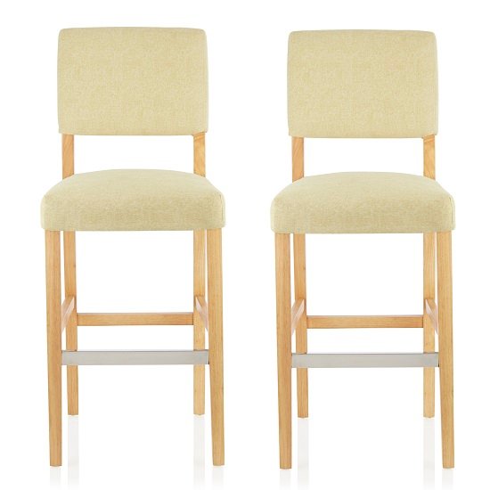 Vibio Bar Stools In Oatmeal Fabric And Oak Legs In A Pair