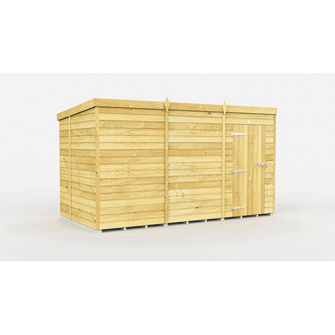 Buttercup Farm 12 x 7 Feet Pent Shed - Single Door W/O Window - L214 x W358 x H201 cm in Brown