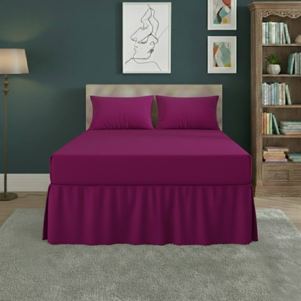 Snug City Fitted Valance Bed Sheet Polycotton Mattress Cover & Frill Easy Care in Fuchsia