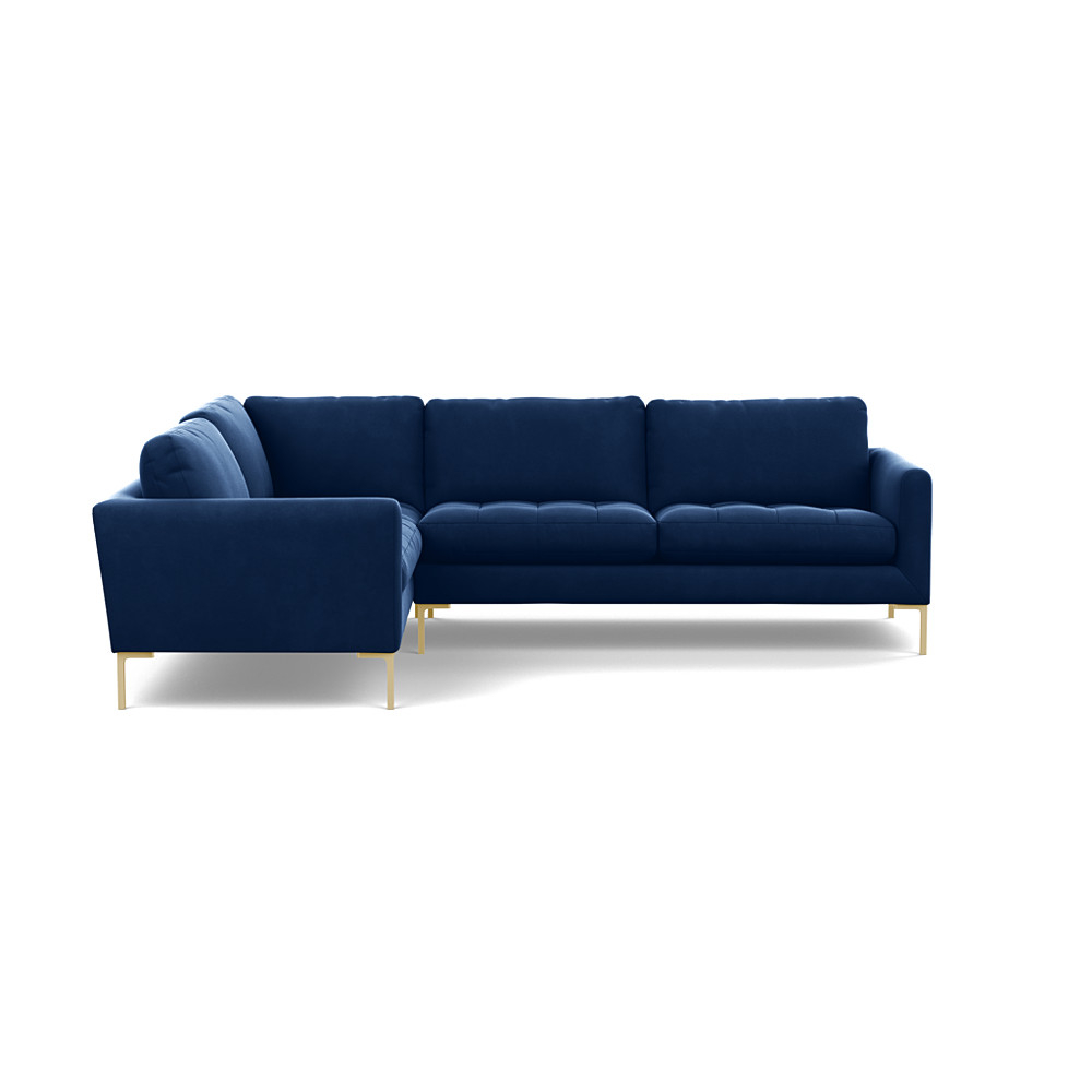 Heal's Eton Left Hand Facing Corner Sofa Velvet Midnight Brass Feet