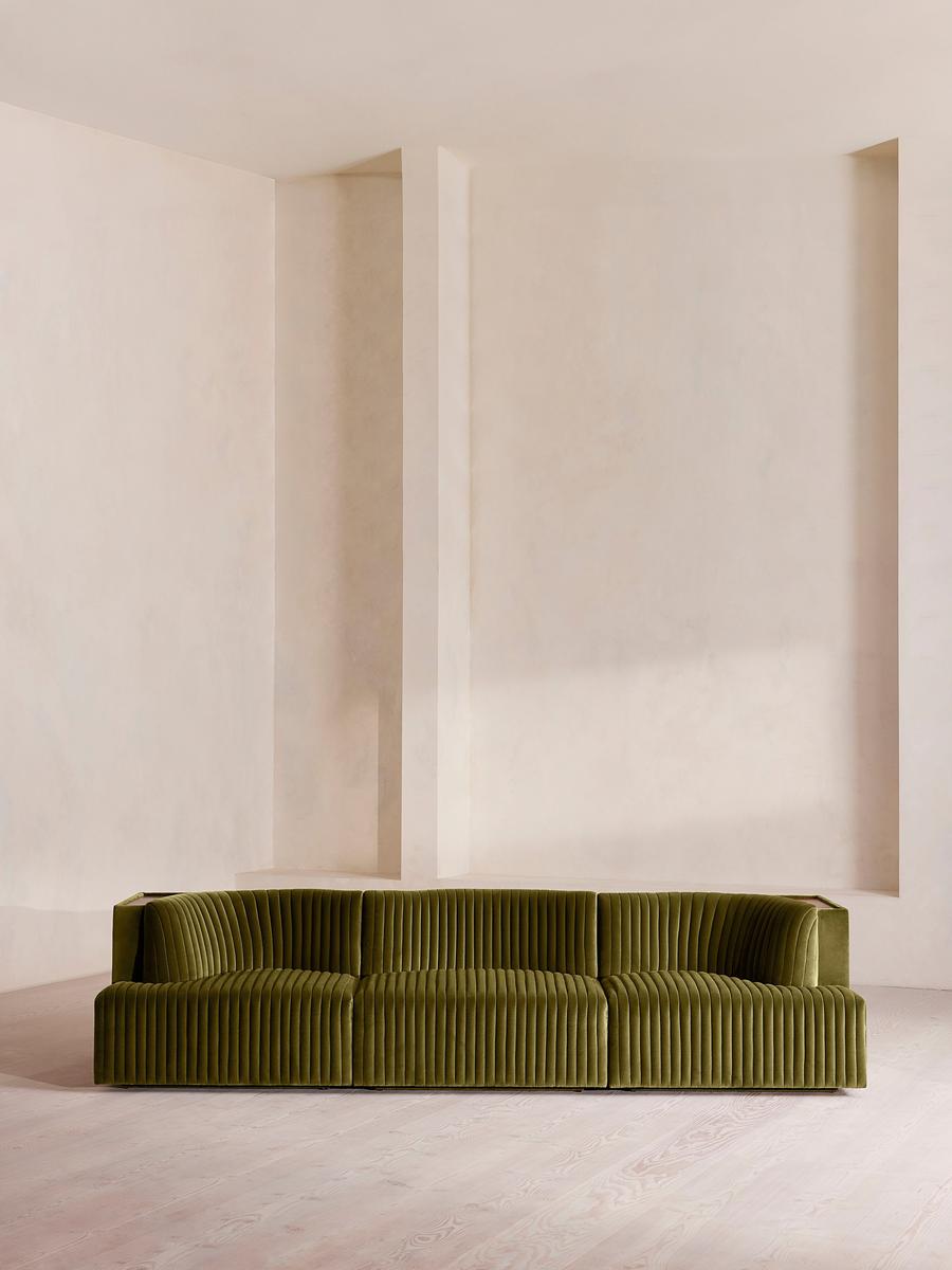 Hamish Modular Sofa, Four Seater, Velvet, Olive