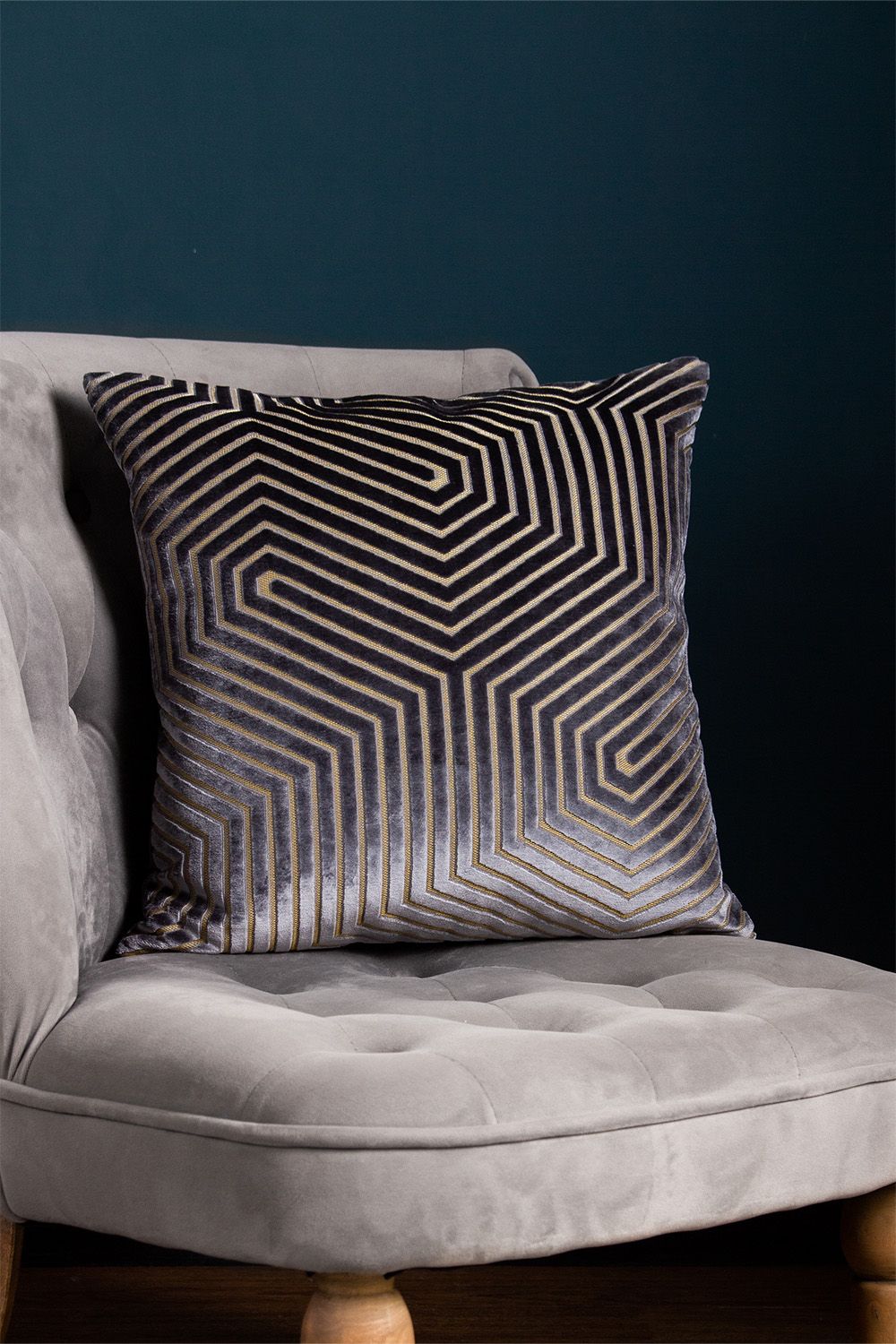 Paoletti Evoke Cut Velvet Cushion in Charcoal