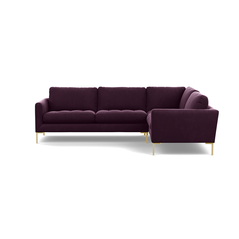 Heal's Eton Right Hand Facing Corner Sofa Velvet Grape Brass Feet