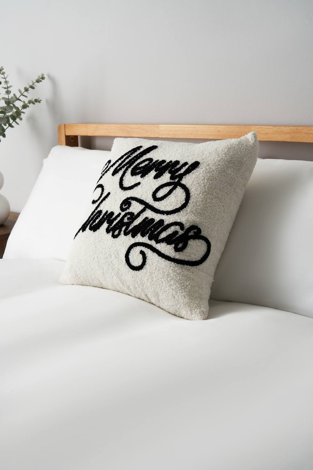 BHS Merry Christmas Tufted Cushion in Black