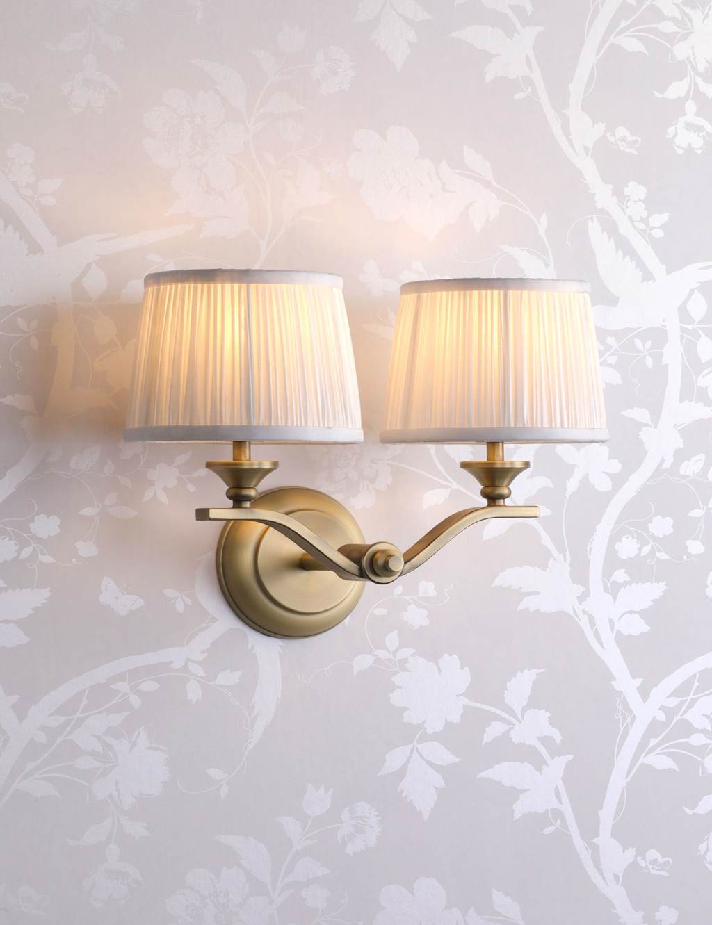 Laura Ashley Hemsley Metal 2 Light Wall Light Antique Brass