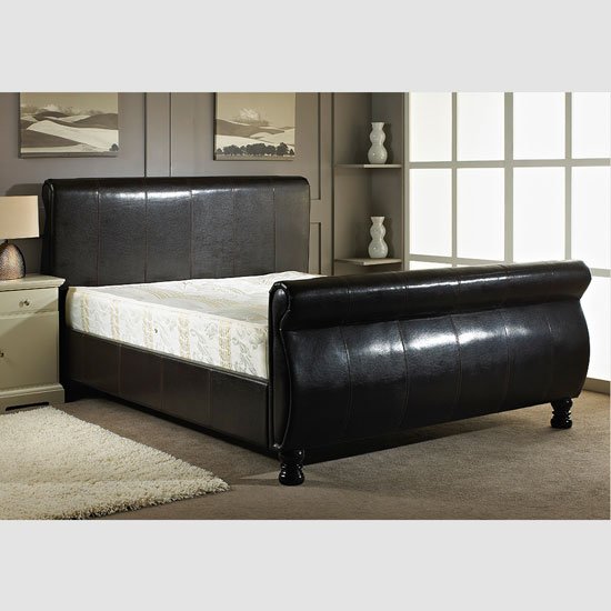 Bruno Double Bed In Brown Faux Leather