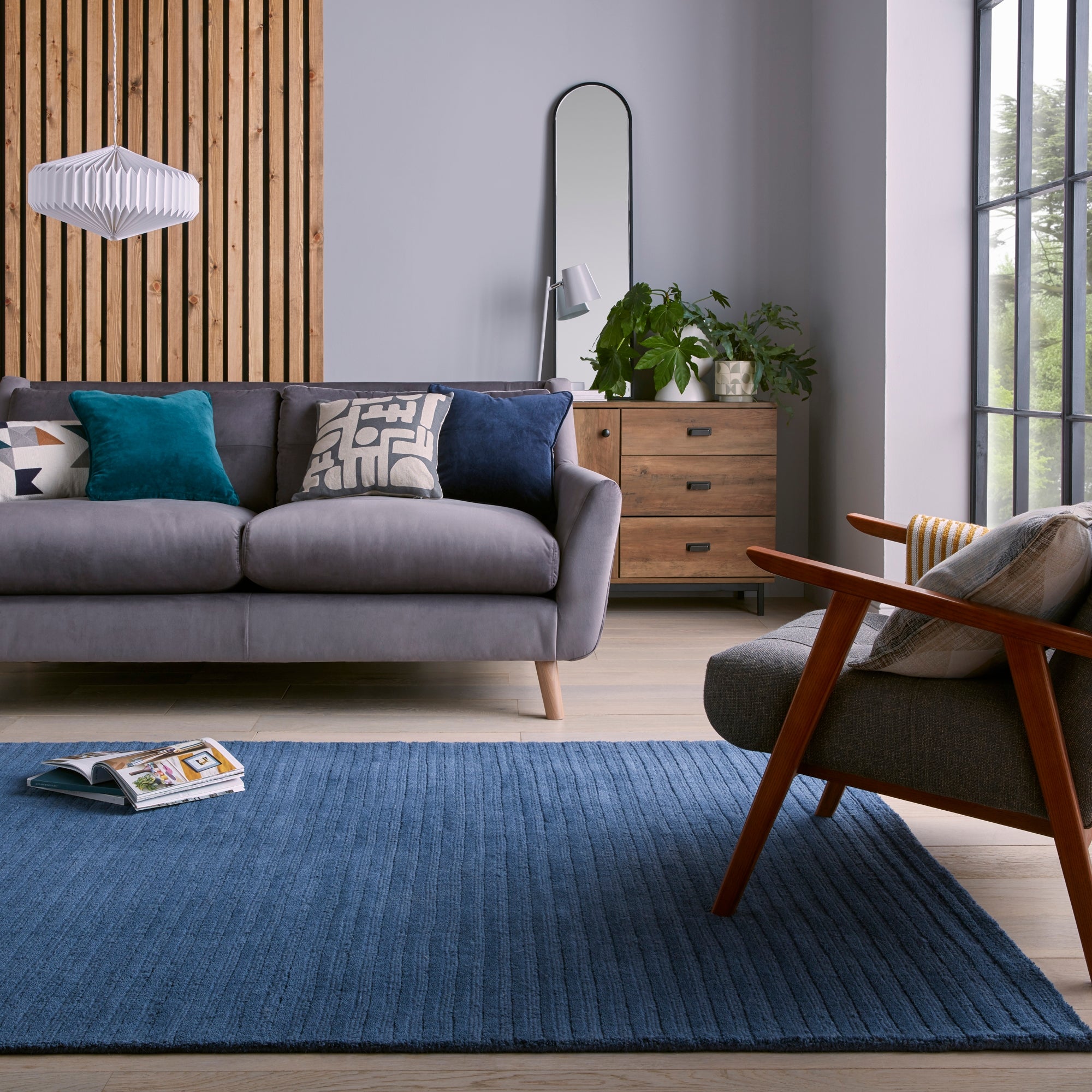 Wool Cord Stripe Rug Wool Cord Indigo