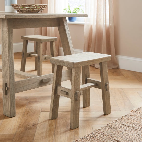 Enola Low Stool, Rustic Oak