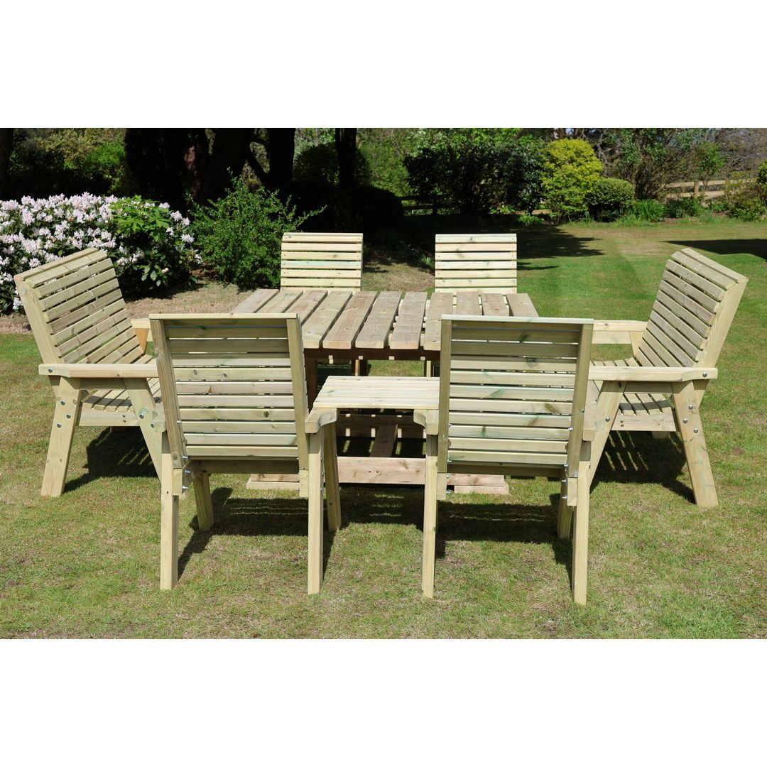 Churnet Valley Garden Furniture Ltd Ergo Square Table with 2 Bench & 4 Chairs - Min. Assembly Required in Brown 4