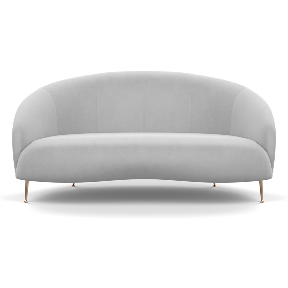 Heal's Bloomsbury 2 Seater Sofa Velvet Platinum Brass Feet