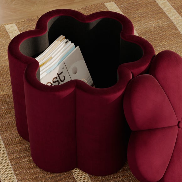 Flower Velvet Storage Footstool 5