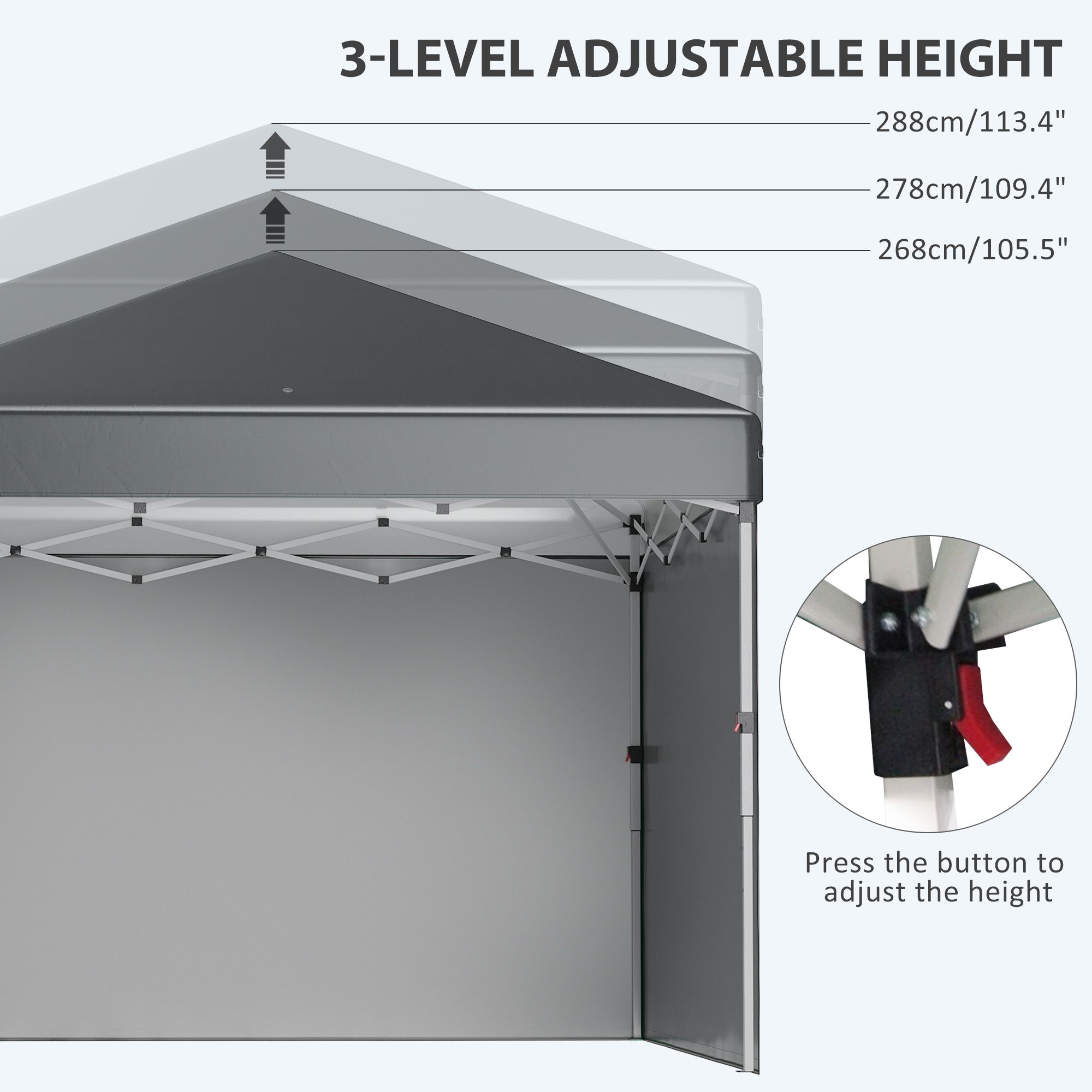 OUTSUNNY 3x3 (M) Pop Up Gazebo Party Tent w/ 2 Sidewalls, Weight Bags in Dark Grey 5