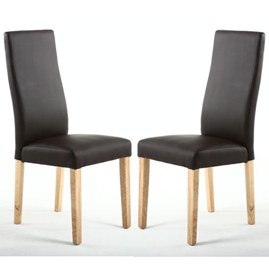 Bexley Brown Matt Leather Wave Back Dining Chair In A Pair
