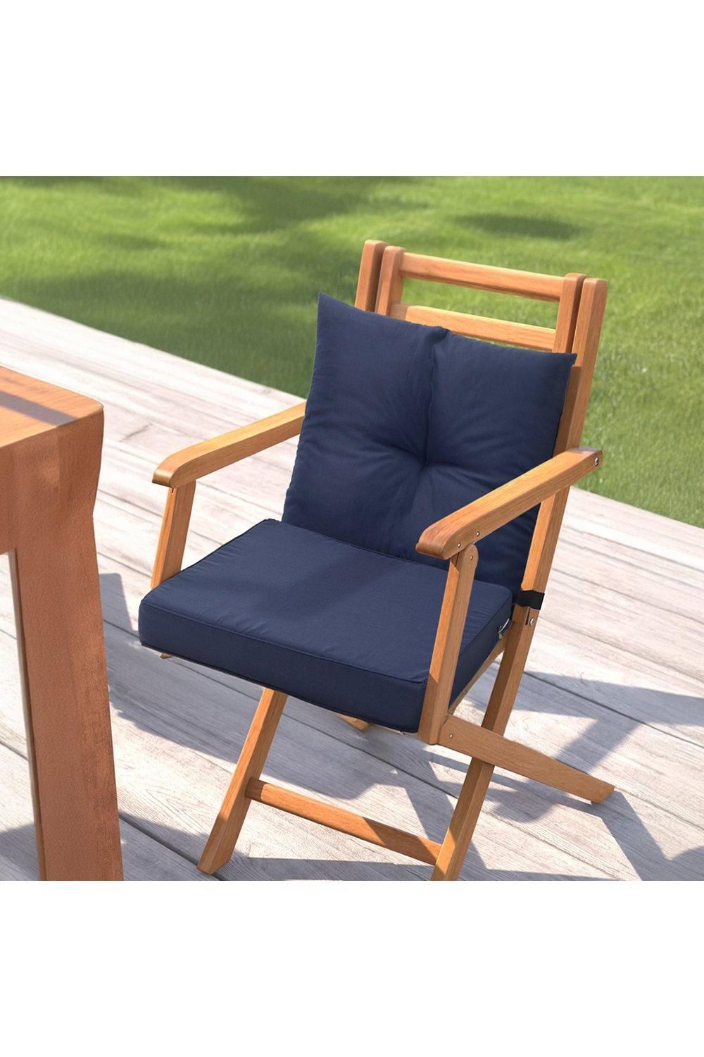 H&O Direct 2Pcs Outdoor Sofa Cushion Backrest Set, Navy Blue