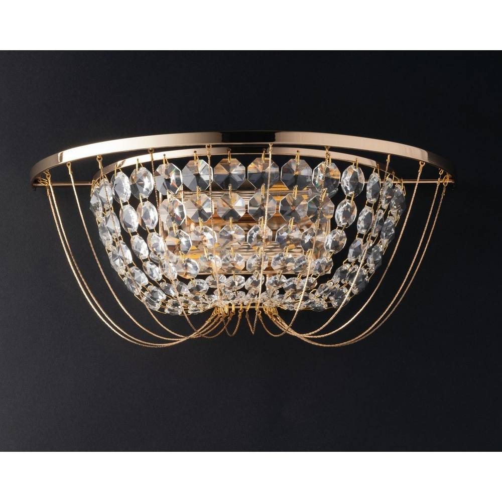 Netlighting Vienna Crystal K9 Flush Wall Light Gold E14