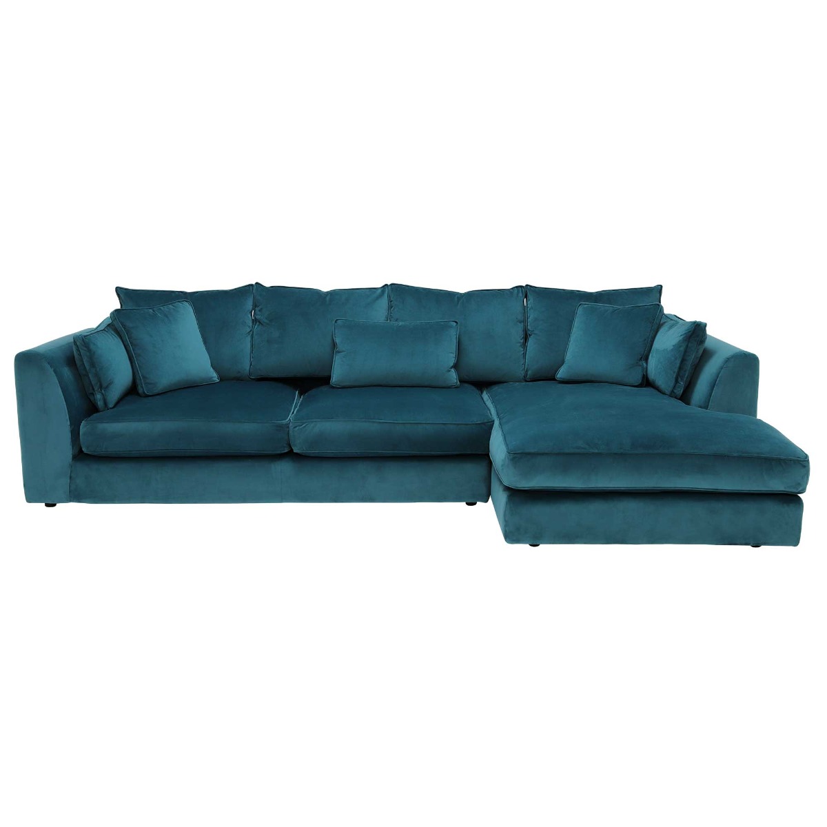 Harrington Large Right Hand Facing Chaise Sofa, Lumino Teal With Foam Interiors