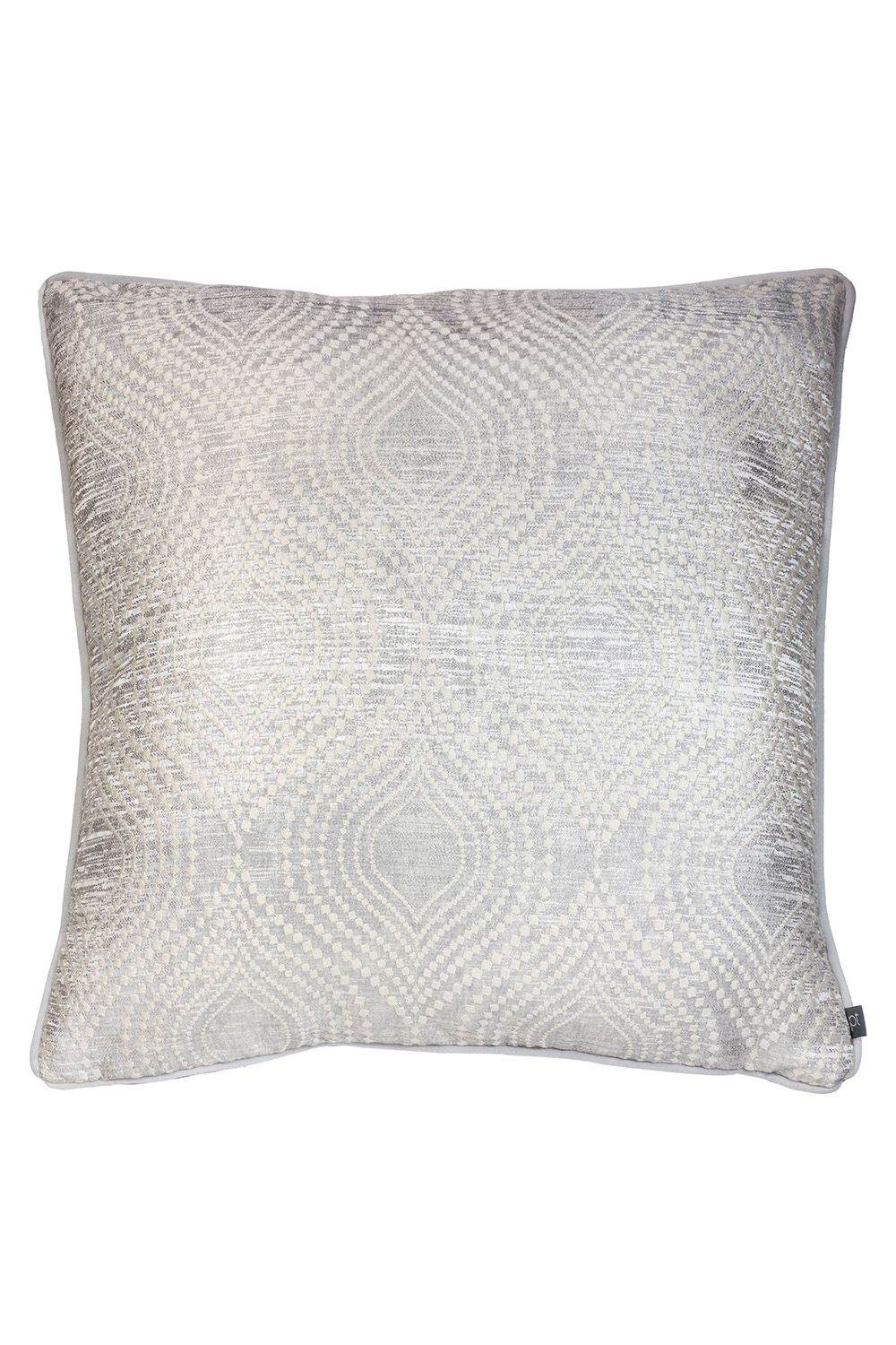 Prestigious Textiles Radiance Jacquard Piped Cushion in Silver