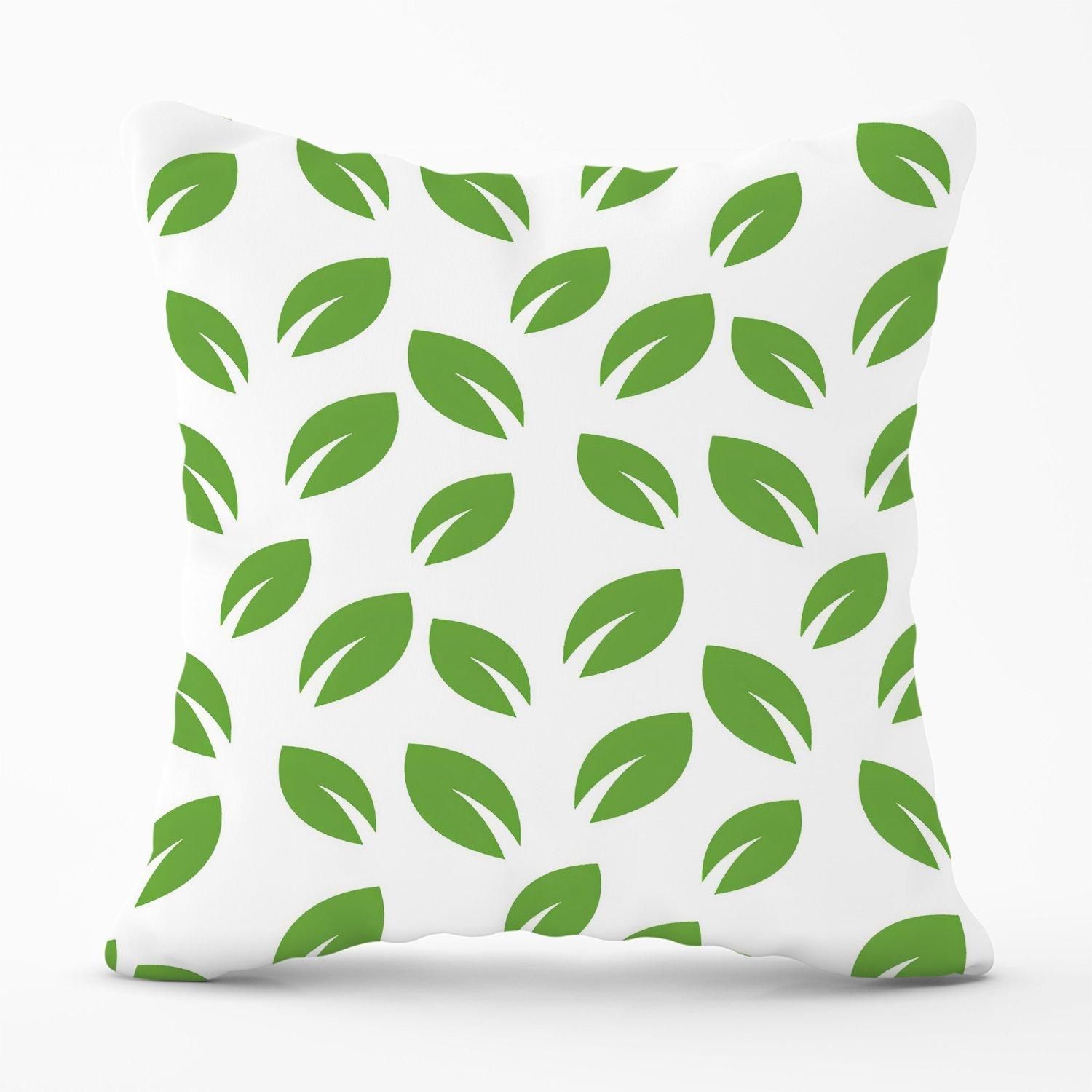 Warren Reed - Designer Leaves Pattern Outdoor Cushion in Green