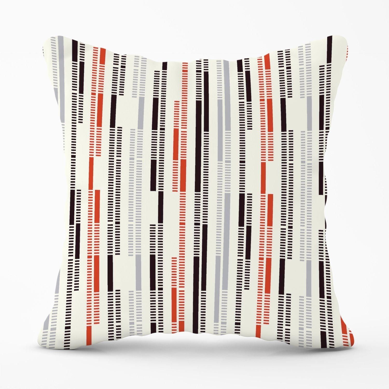 Warren Reed - Designer Dashed Stroke Pattern Outdoor Cushion in Red