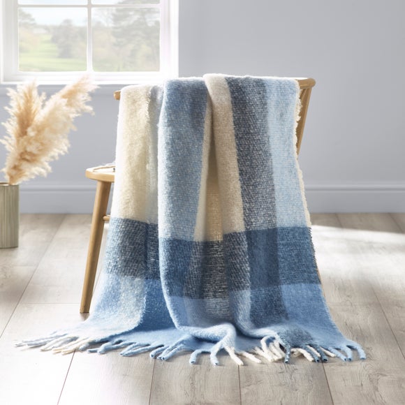 Catherine Lansfield Faux Mohair Check Throw Blanket 130cm x 170cm