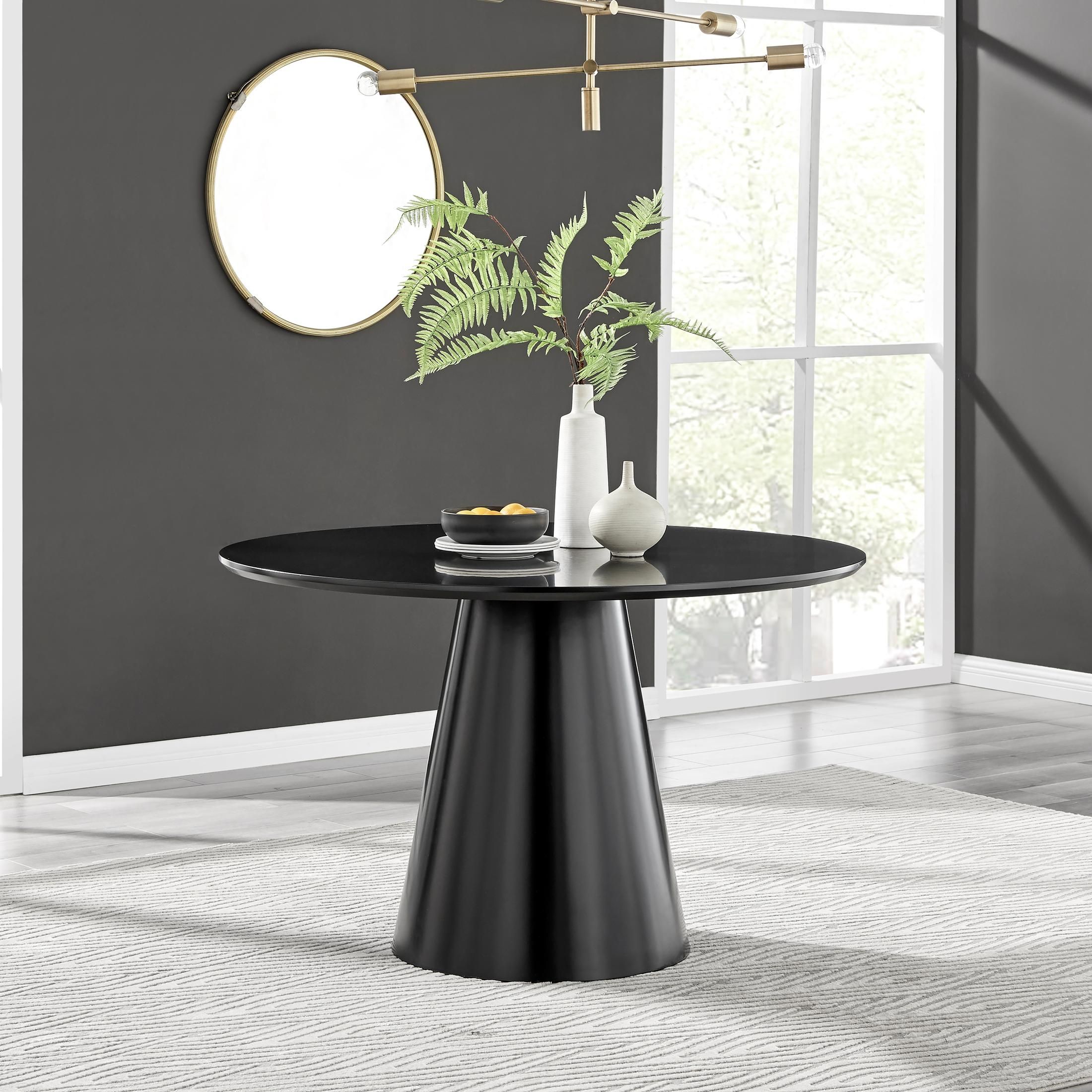 FurnitureboxUK Palma 120cm 6-Seater Round Pedestal Dining Table In Multiple Finishes in Black