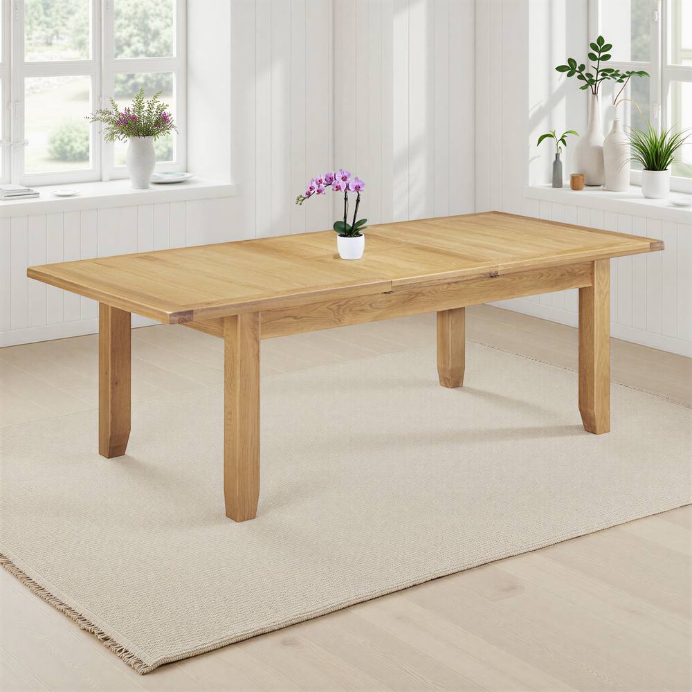 Seconique Windsor Pebble Grey Large Extending Dining Table (Part Assembled) in Light Oak