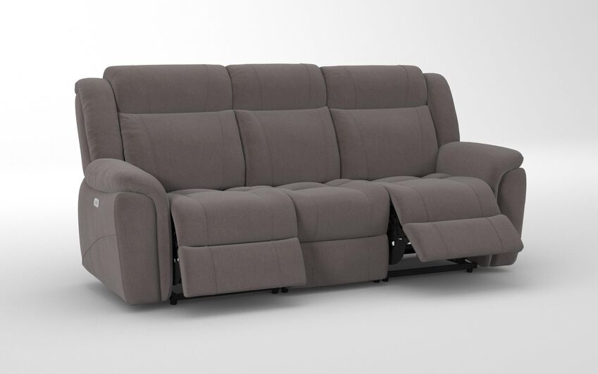 Brown Fabric Elland 3 Seater Power Recliner Sofa