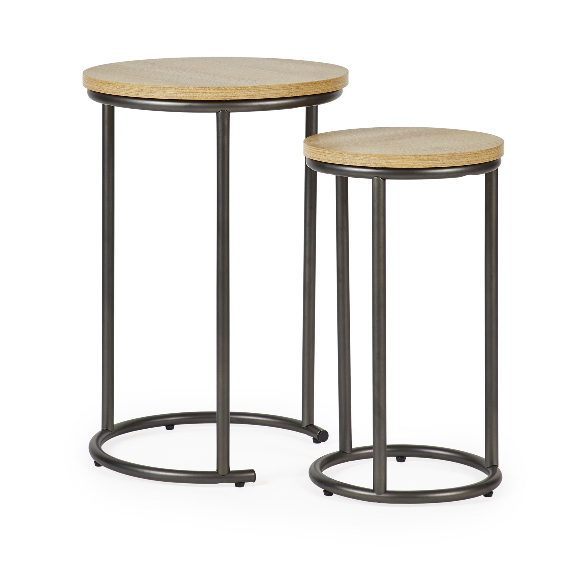 Fulton Oak Effect Nest of Tables Brown and Grey