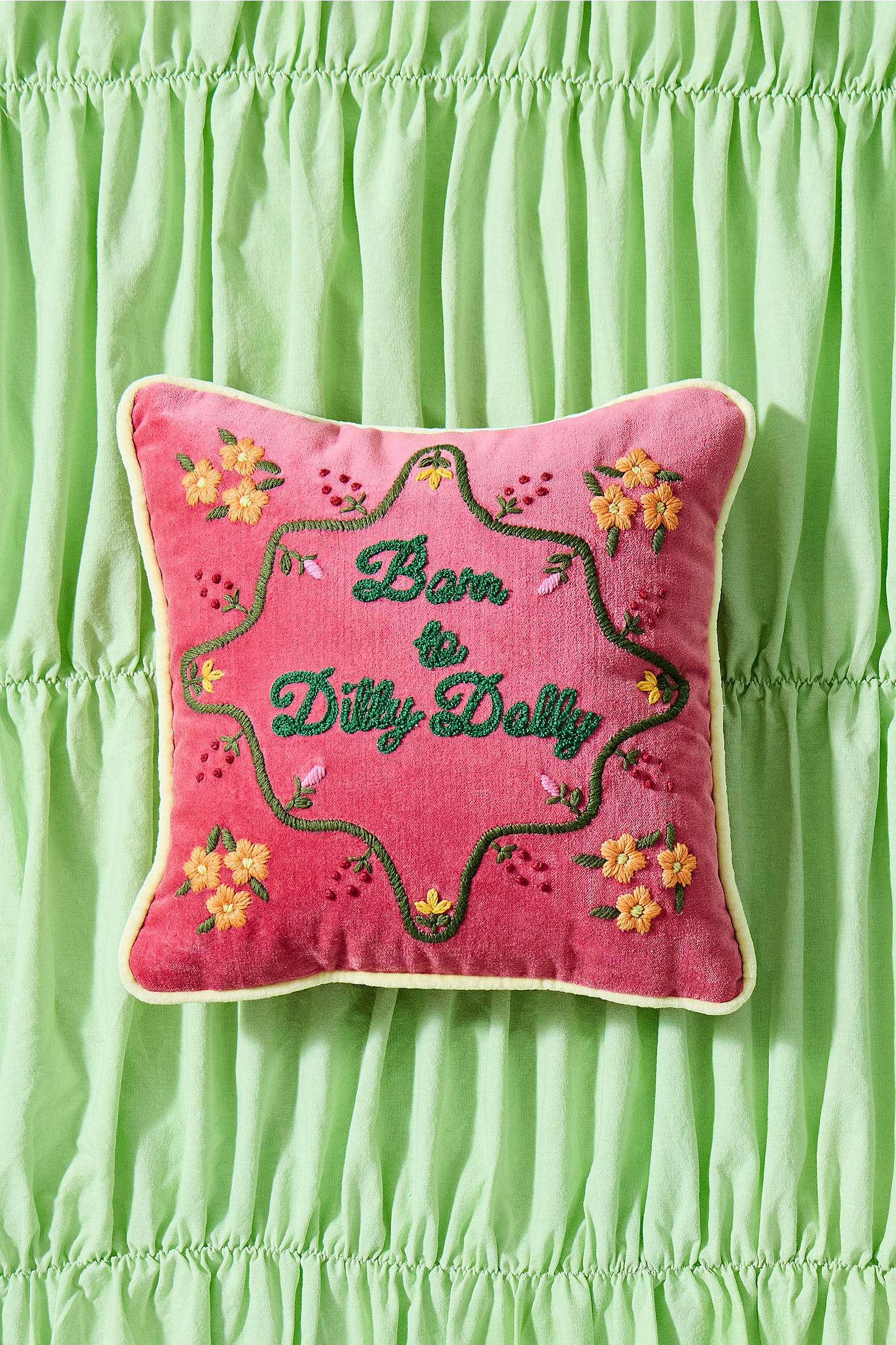 Born To Dilly Dally Cushion - Pink
