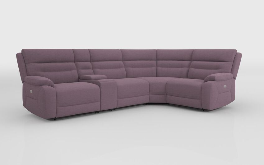 Purple Fabric Fenton 3 Corner 1 Power Recliner Sofa with Console
