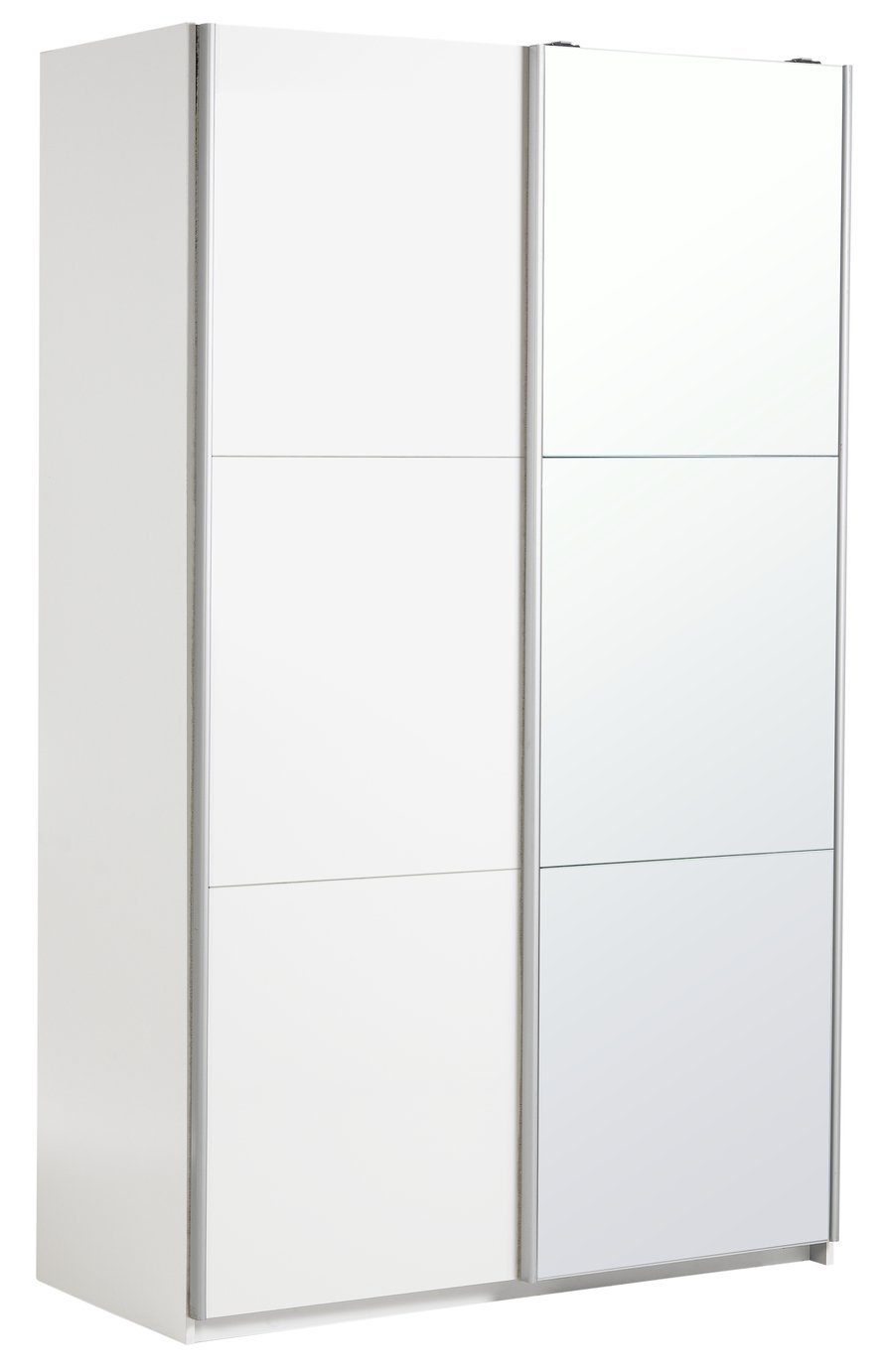 Habitat Holsted Small White Gloss & Mirror Wardrobe