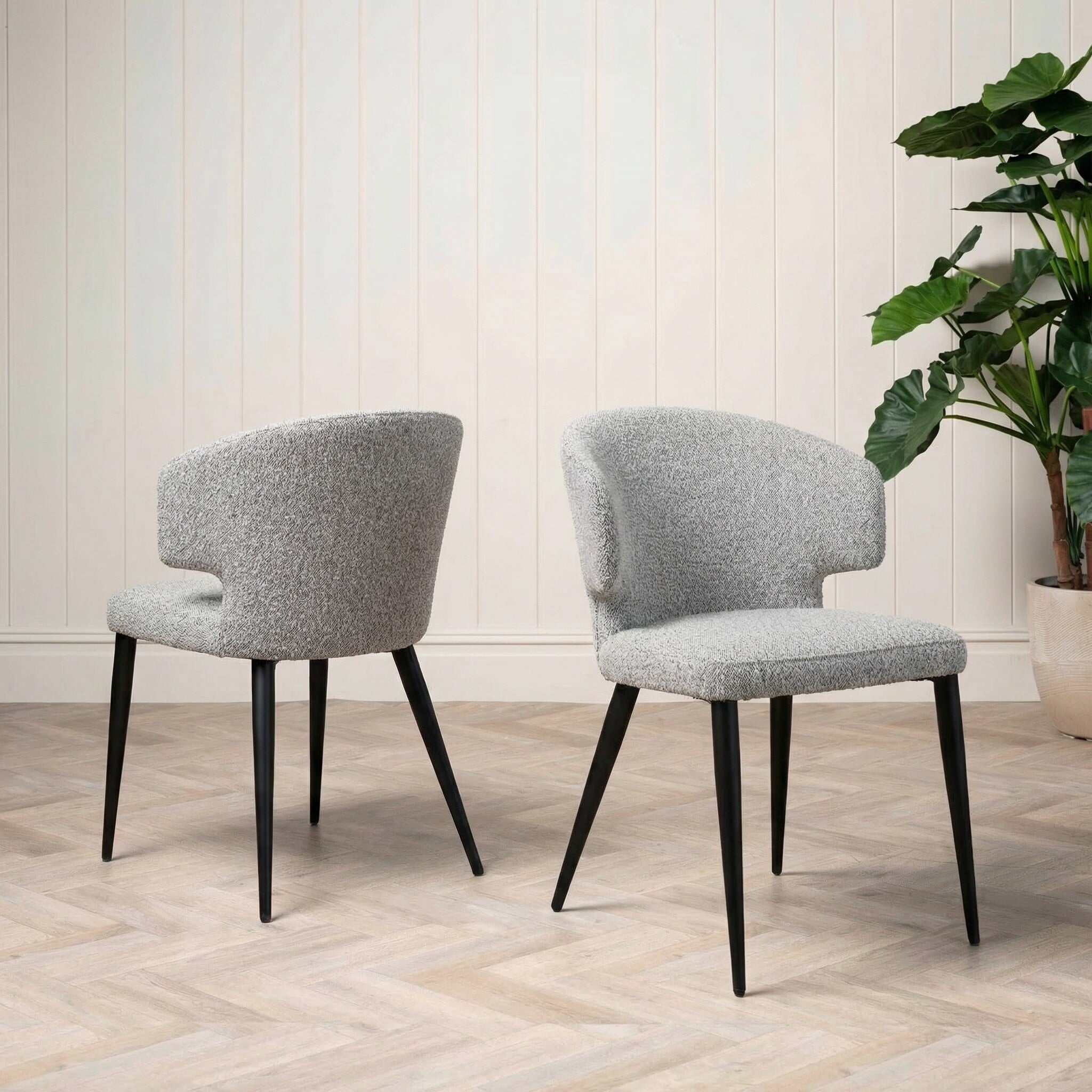 Pernu Dining Chair, Grey Boucle | Barker & Stonehouse