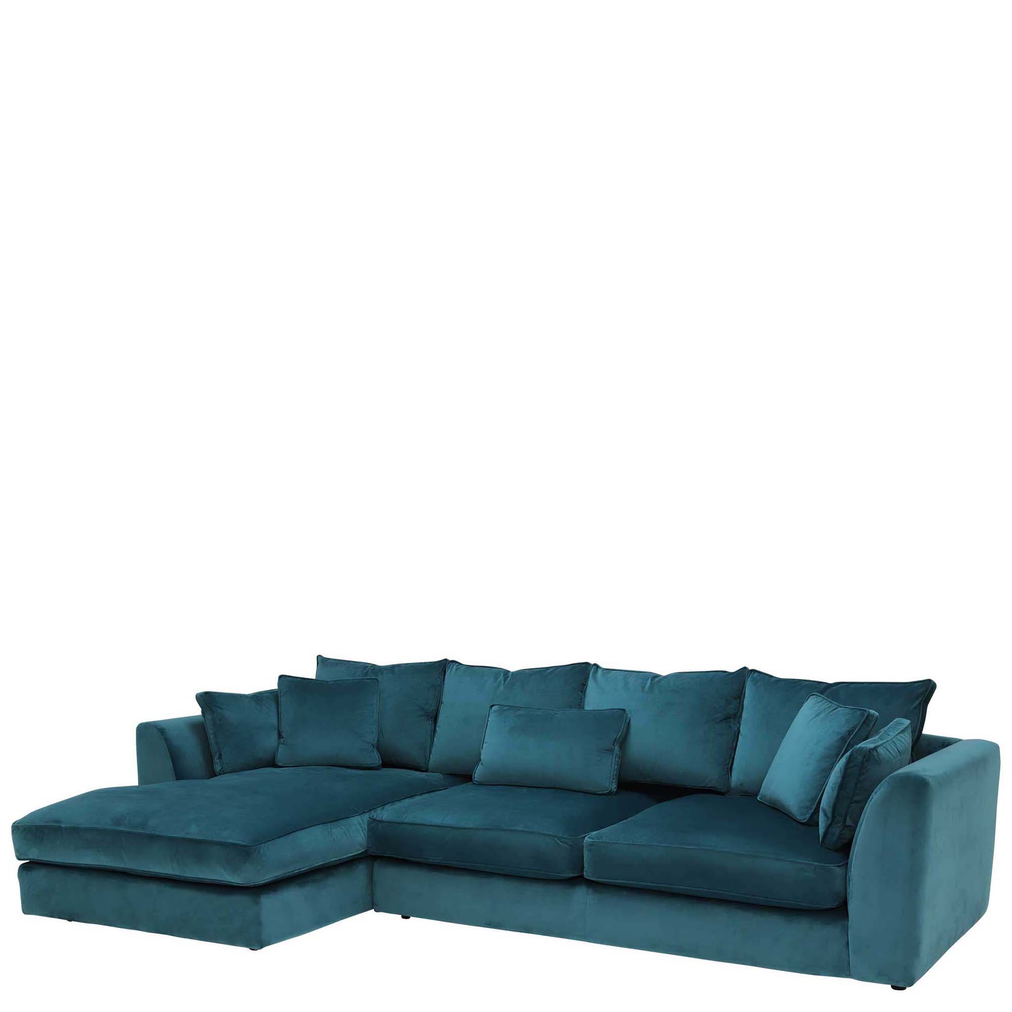 The Harrington Large Luxury Velvet Left Hand Facing Chaise Sofa - Teal - W309 x D172 x H88cm - Barker & Stonehouse