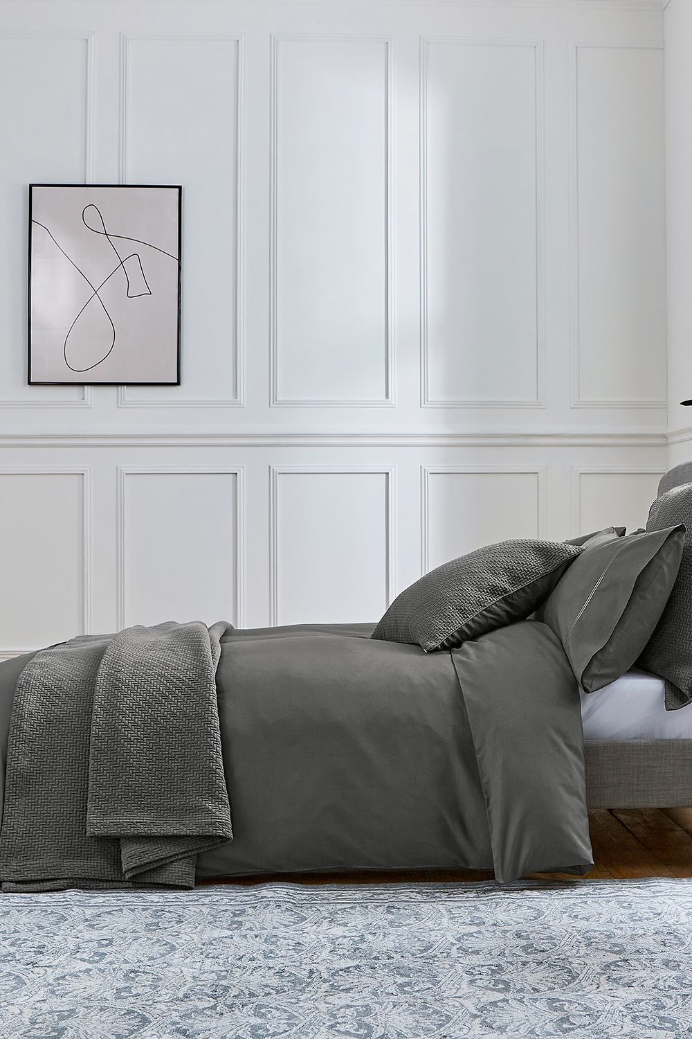 1951 'Andaz' Eqyptian Cotton Standard Pillowcase in Charcoal