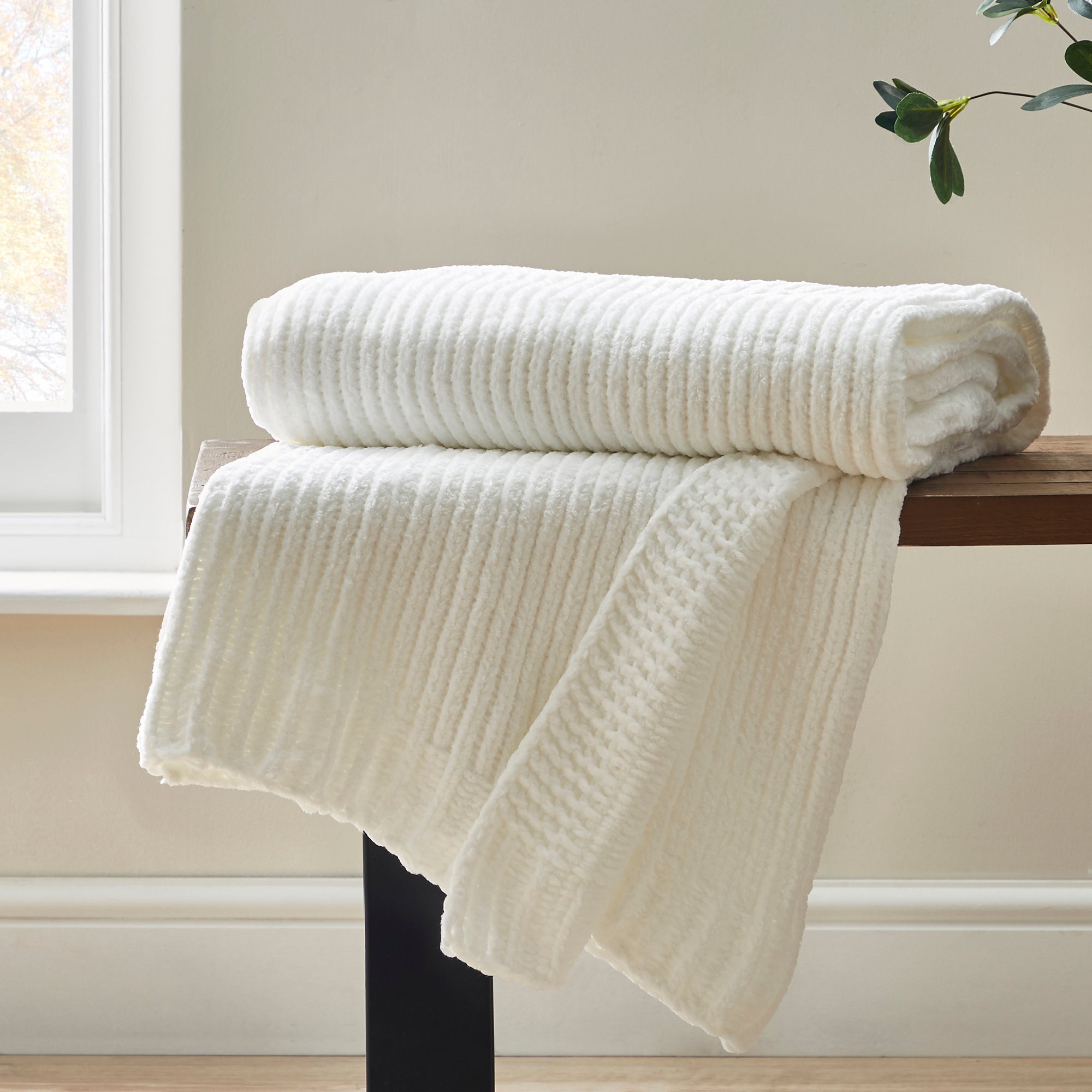 Crystal Chenille Throw White