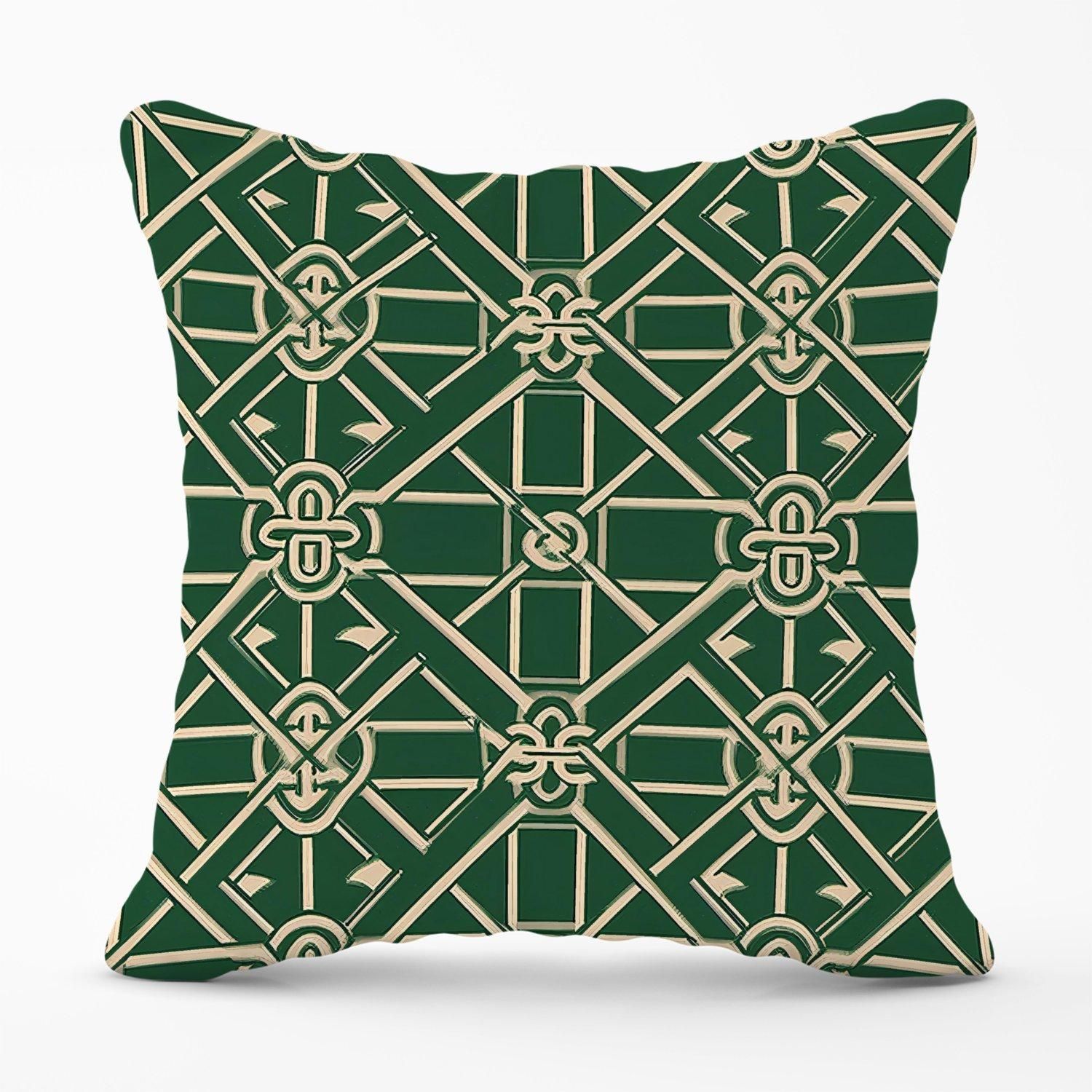 Warren Reed - Designer Green Lattice Design Outdoor Cushion