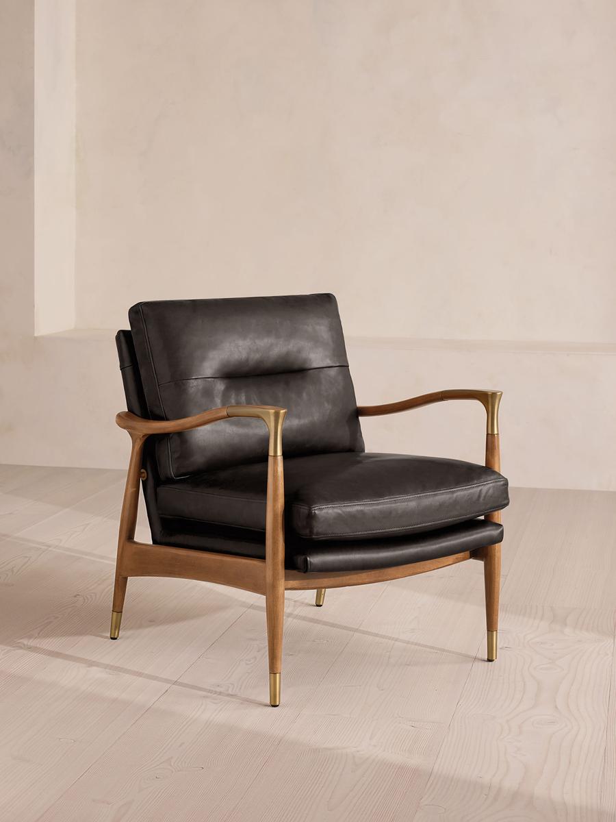 Theodore Oak Armchair, Leather Virtue Black