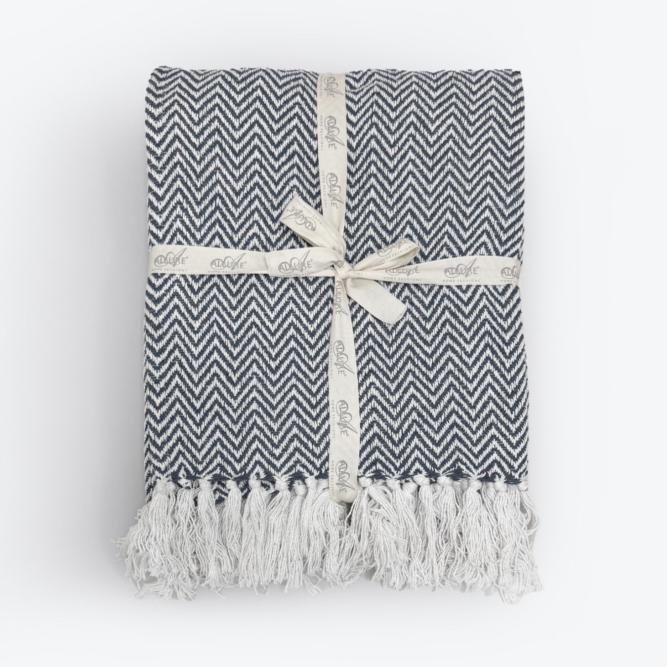 Allure Bath Fashions Chevron Herringbone Sofa Throw Blanket - 100% Cotton in Charcoal