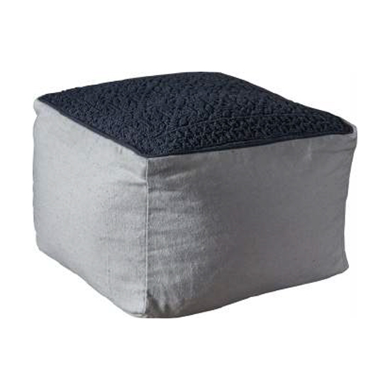 Franco Fabric Upholstered Square Pouffe In Charcoal