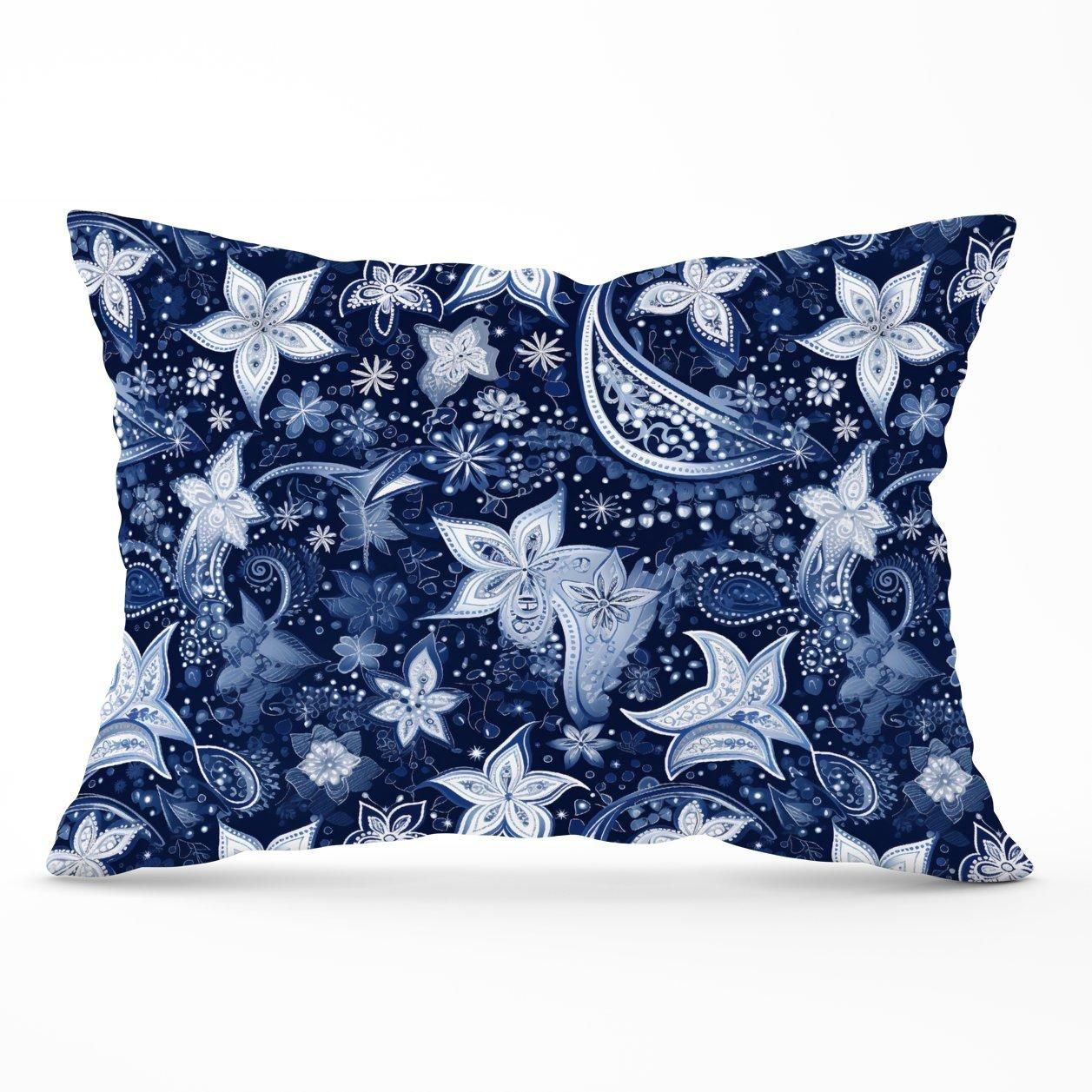 Warren Reed - Designer Paisley Christmas Stars Blue Cushions